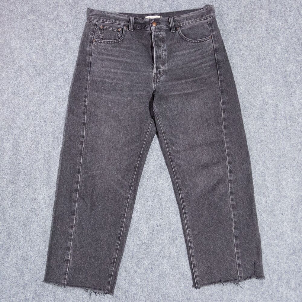 Madewell Pieced Barrel Leg Jeans Women's 30 Faded Black Wash Denim Boho Preppy